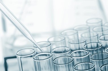 Bilim laboratuarı test tüpleri, laboratuvar ekipmanları.