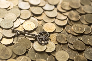 iskelet anahtar altın sikkeleri üzerinde yalan