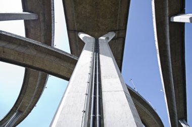 Mavi gökyüzü altında yüksek yol