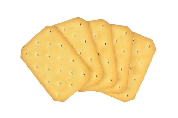 Salzige Cracker in quadratischer Form auf weißem Hintergrund — Stockfoto