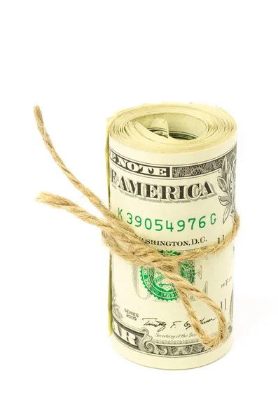 Roll of dollars on white background — Stock Photo, Image
