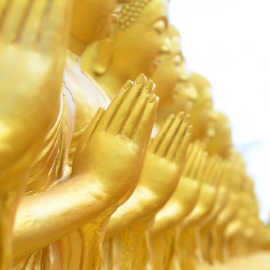Many buddha statue in temple, Nakornnayok , Thailand