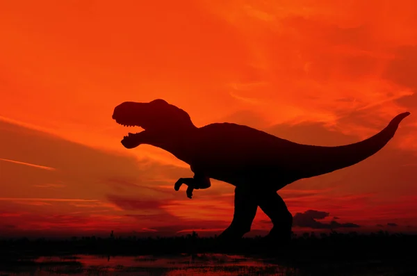 Silhouet van Tyrannosaurus rex — Stockfoto