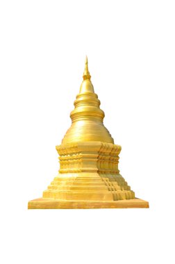 mini altın pagoda izole kırpma yolu ile beyaz arka plan üzerinde