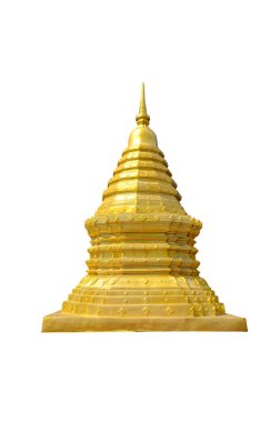 mini altın pagoda izole kırpma yolu ile beyaz arka plan üzerinde
