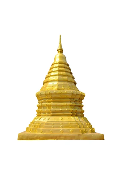 Mini pagode de ouro isolado no fundo branco com caminho de recorte — Fotografia de Stock