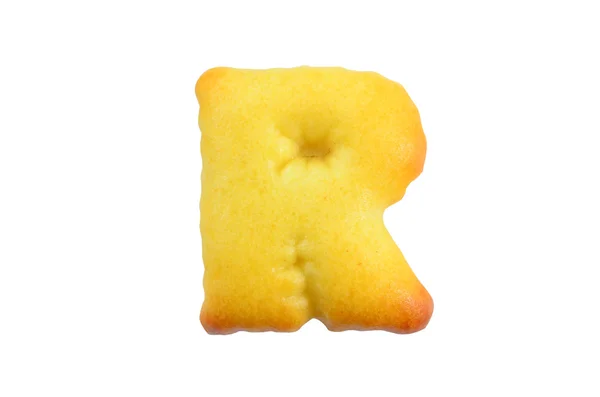 Ábécé keksz elkülönített fehér háttér: R — Stock Fotó
