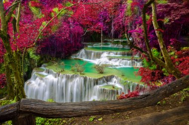Deep forest Waterfall ,Huay Mae Khamin, Kanchanaburi ,Thailand clipart