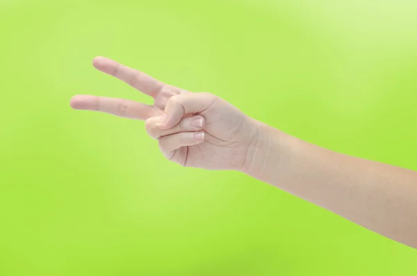 Women hand making sign isolated on white background — Stock Photo, Image