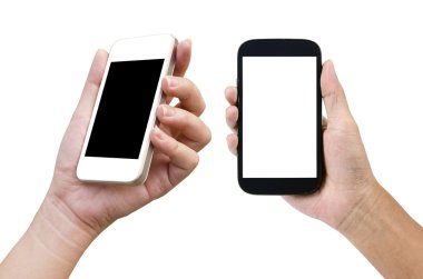Kadın el telefon tablet tutarak