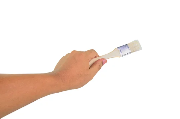 Pinsel in Menschenhand isoliert auf weißem Hintergrund — Stockfoto