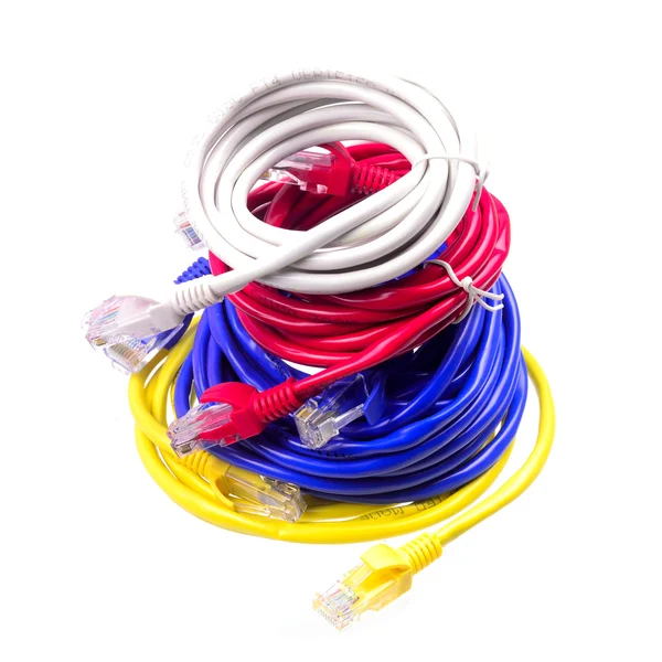 Multiple network cable on white background — Stock Photo, Image