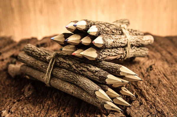 Group of pencil on wooden background — Stock Photo, Image