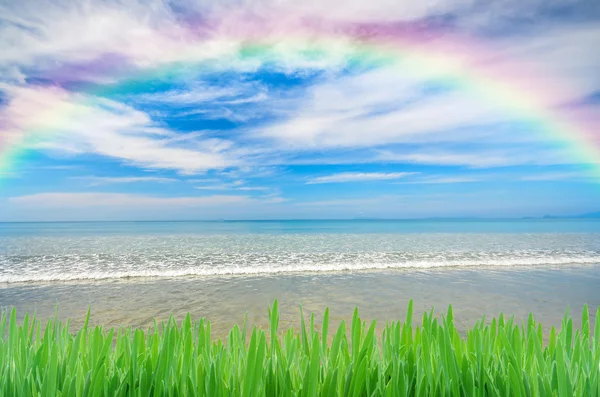 Rainbow over blauwe hemel — Stockfoto
