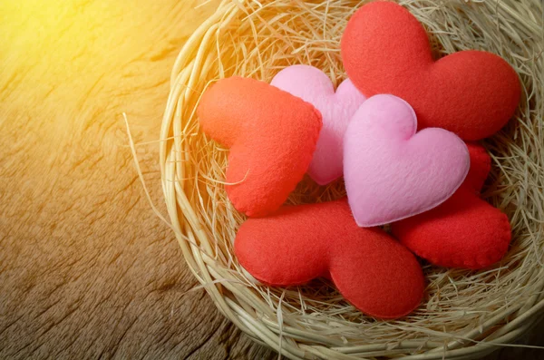 Group of heart shape in basket — Stock Photo, Image