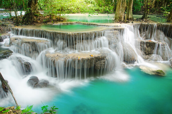 Deep forest Waterfall ,Huay Mae Khamin, Kanchanaburi ,Thailand