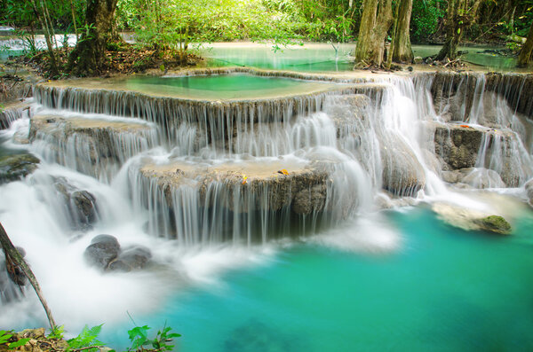 Deep forest Waterfall, Huay Mae Khamin, Kanchanaburi, Thailand
