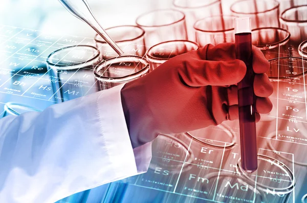 Scientist hand holding test tubes , Laboratory research concept — Stock Photo, Image