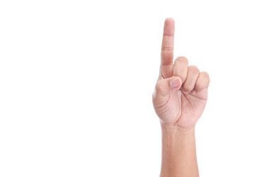 Beyaz arkaplanda insan el işareti izole edildi