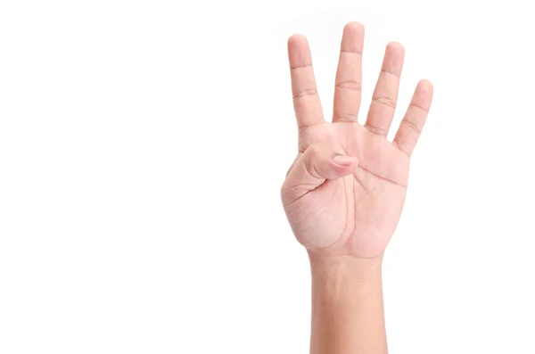 Señal de mano hombre aislada sobre fondo blanco — Foto de Stock