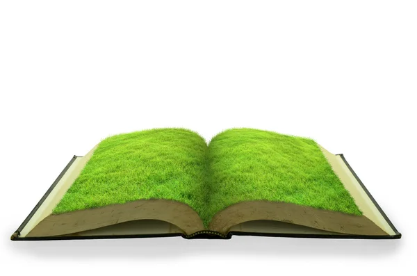 Open grass book isolated on white background — Stock Photo, Image