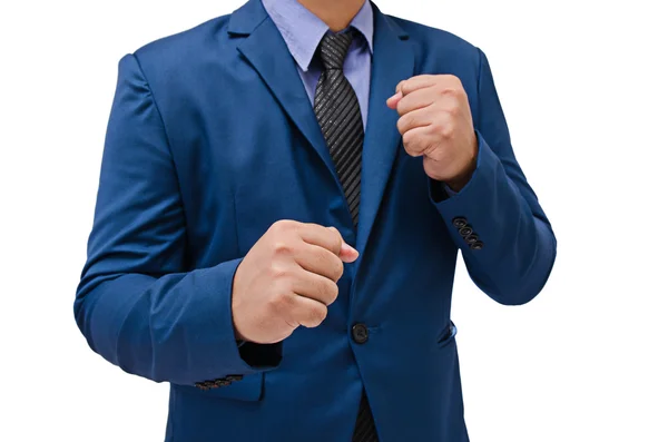 Businessman action ready for fighting isolated on white background — Stock Photo, Image