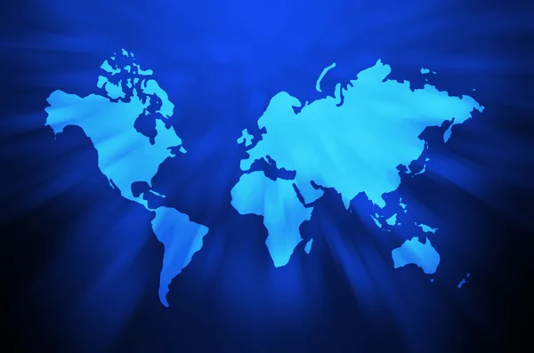 Mapa do mundo em fundo abstrato azul — Fotografia de Stock