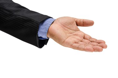 Beyaz arkaplanda insan el işareti izole edildi