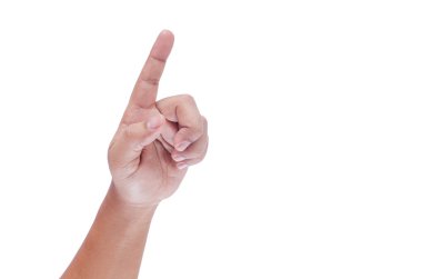 Beyaz arkaplanda insan el işareti izole edildi