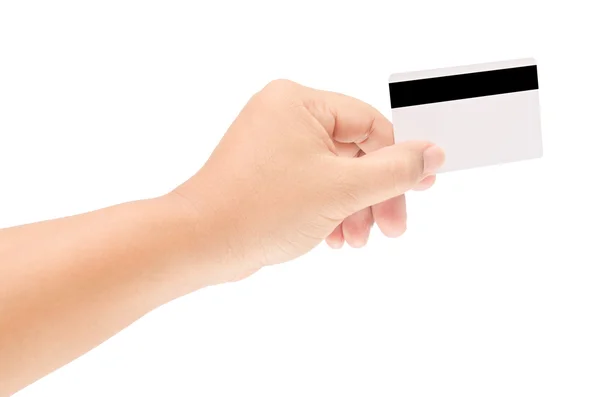 Man hand holding a blank smart card — Stock Photo, Image