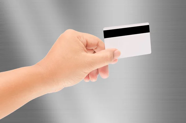 Mano uomo in possesso di una smart card vuota — Foto Stock