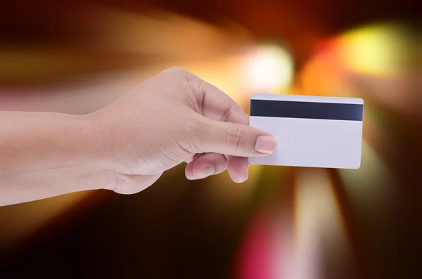 Man hand holding a blank smart card — Stock Photo, Image