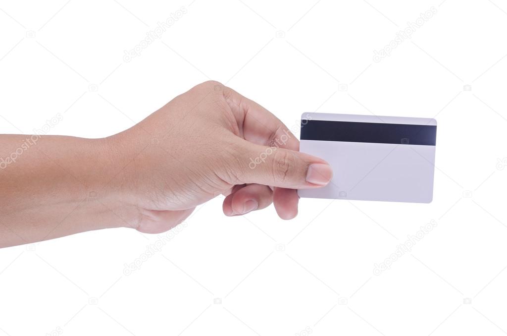 man hand holding a blank smart card