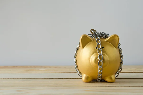 Plan de ahorro con Gold Piggy Bank —  Fotos de Stock