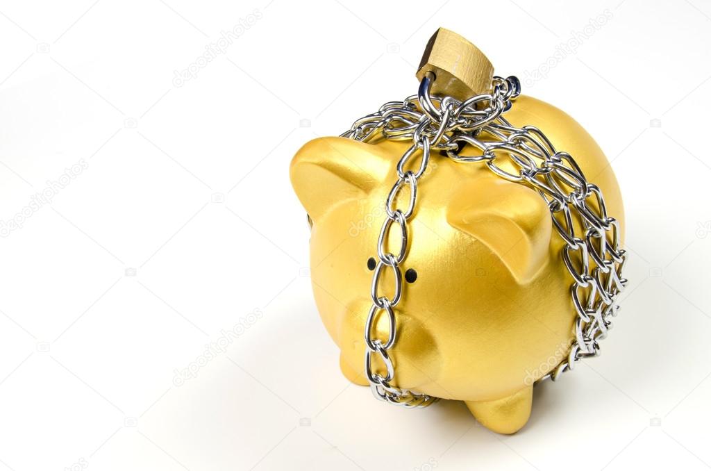 Locked Gold Piggy bank