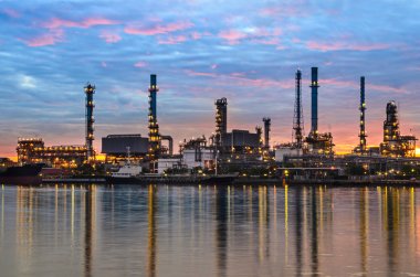 Oil refinery plant at sunrise