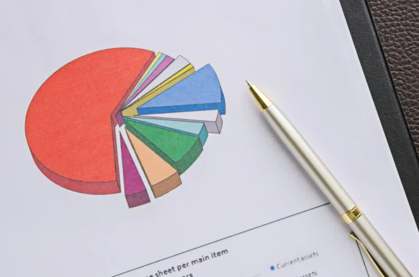 Pen og diagram, forretningsanalyse – stockfoto