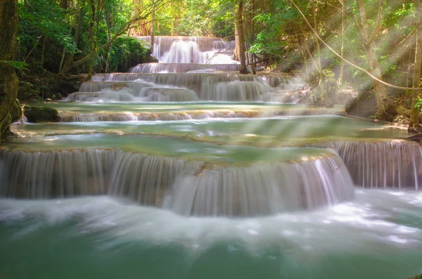 Deep forest Waterfall ,Huay Mae Khamin, Kanchanaburi ,Thailand — Stock Photo, Image