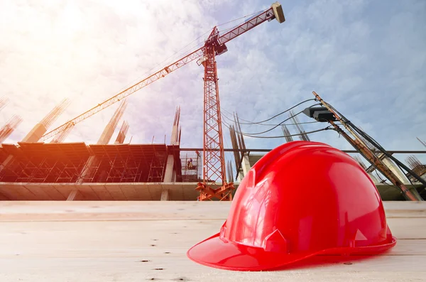 Safety helmet in construction site — Stock Photo, Image