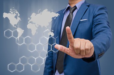 iş adamı dokunmatik sanal ekran