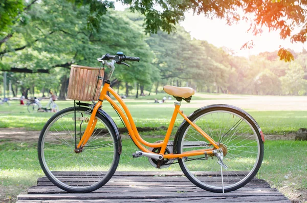 Велосипед в зеленом парке — стоковое фото