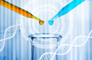 gelecekte bilim adamı laboratuvar test tüpü sesi