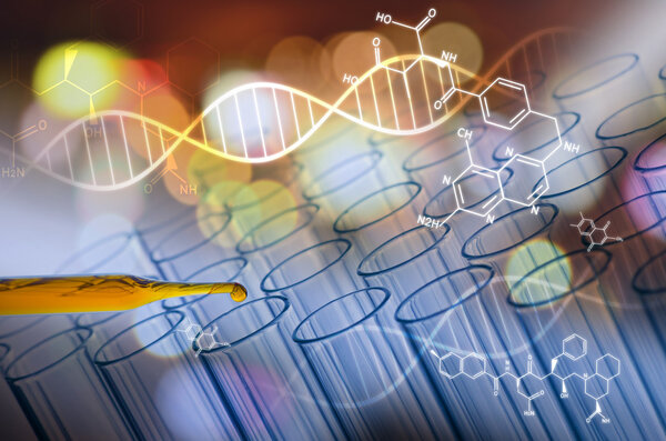 scientist laboratory test tube in future tone