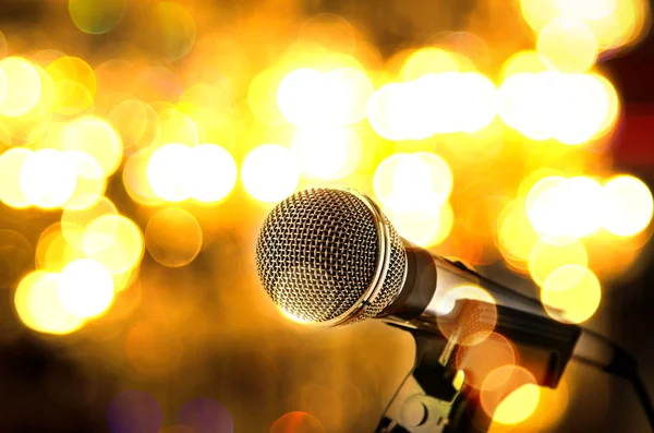 Microphone on bokeh background — Stock Photo, Image