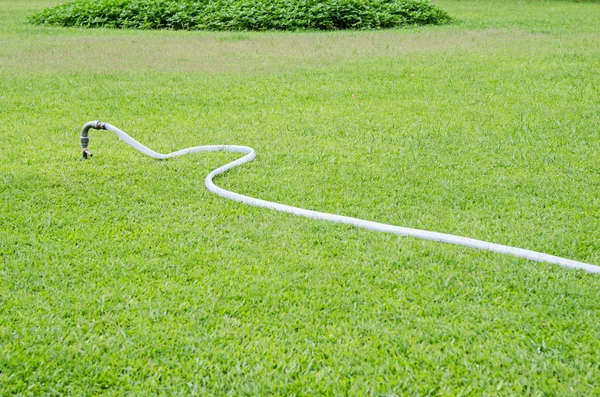 Watering in green grass field — Stock Photo, Image