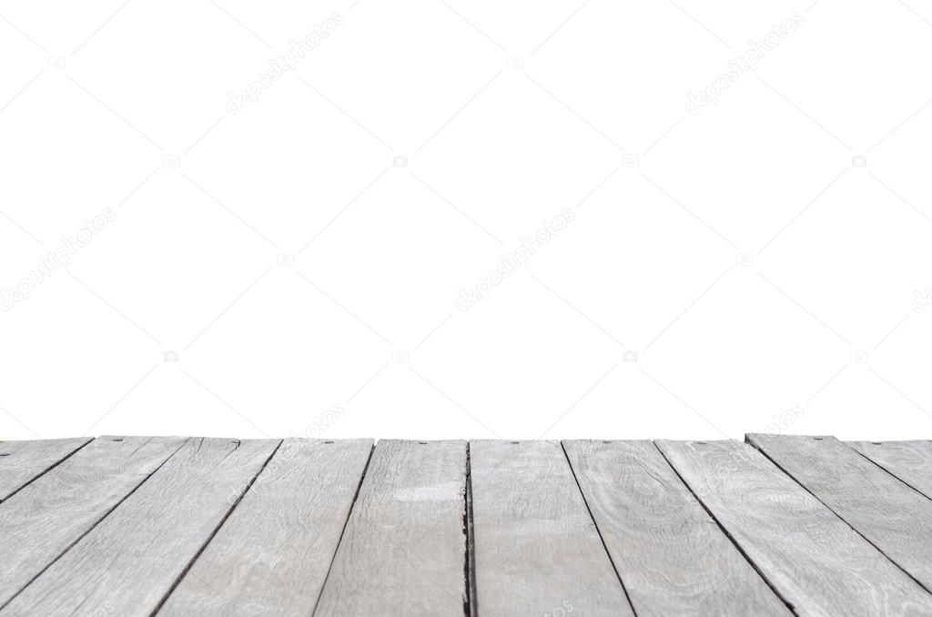 old wood texture of the table isolated on white background