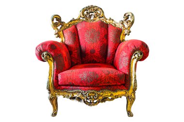 WH izole kırmızı koltuk hakiki deri klasik stili kanepe