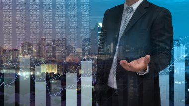 iş adamı hoş geldiniz el ve gece modu ile çift pozlama