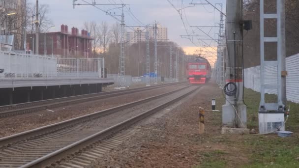 Mouvement Des Trains Diesel Sur Chemin Fer Arrivée Gare — Video