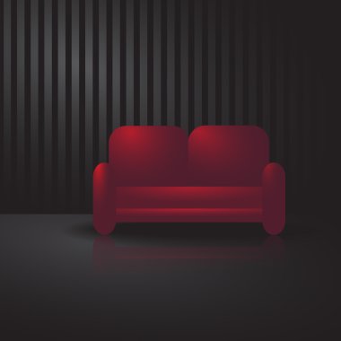 Karanlık odada kırmızı koltuk